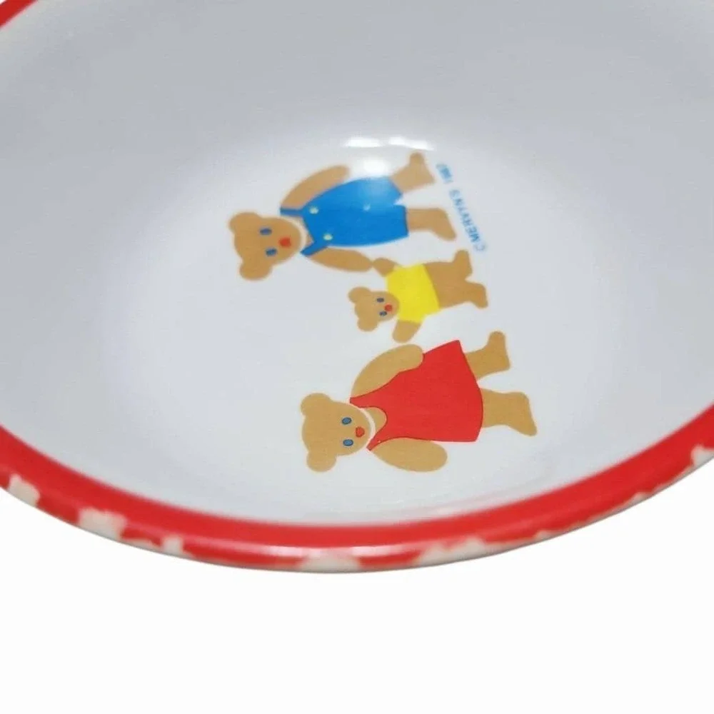Vintage 1987 Mervyn's Teddy Bear Baby Feeding Set Plate Bowl Cup Bib Spoon